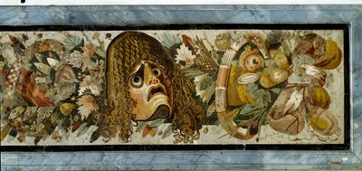 Decorative Panel Depicting a Garland of Masks, Foliage and Fruit from the House of the Faun, Pompeii by Unbekannt