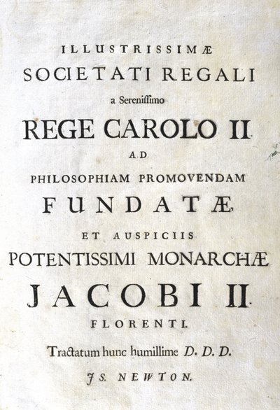 Dedication page of Newton