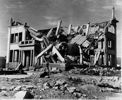 Destroyed Chugoku Coal Distribution Company Building in Hiroshima, Japan, 8th November 1945 by Unbekannt