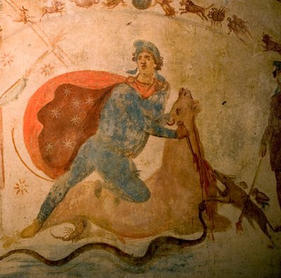 Detail of a fresco in the Mithraeum by Unbekannter Künstler