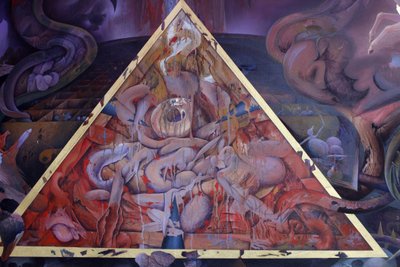 Detail of a mural painting in the Uposatha (shrine hall) of Buddhapadipa temple, Wimbledon, United Kingdom by Unbekannt