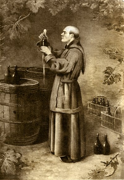 Dom Perignon discovering moss in 1714 - early 20th century by Alec Hunter
