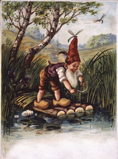 Dwarf Cutting from the Reed by a Pond by Unbekannter Künstler