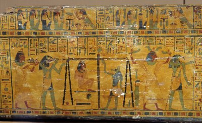Egypt: detail of the sarcophagus of Khonsoure, representing the goddess Nut and the weighing of the soul of the deceased by Unbekannter Künstler