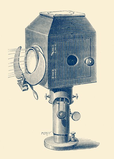 Electric lamp used to light a person on stage by Unbekannter Künstler