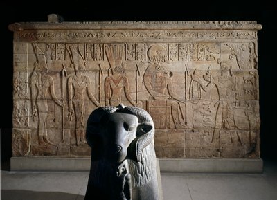 End walls of the shrine erected by Pharaoh Taharqa in the court of the Temple of Amun, built by him at Kawa in Nubia, 25th Dynasty, Late Period, 690-64 BC by Unbekannt