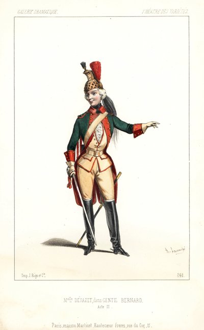 English actress Pauline Virginie Dejazet as Gentil Bernard, ou L