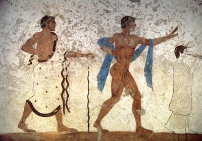Ephebos Youth Preceded by a Musician and a Master of Ceremonies, from The Tomb of the Diver by Unbekannter Künstler