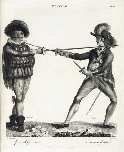 Fencing: the Spanish guard and the Italian guard by Unbekannt