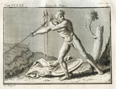 Studies on the human figure engaged in throwing an object far away with great impetus. 