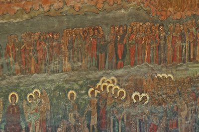 Europe, Romania, Bucharest, Patriarchal Orthodox Cathedral (1656), Wall Fresco Next to the Entrance by Unbekannt