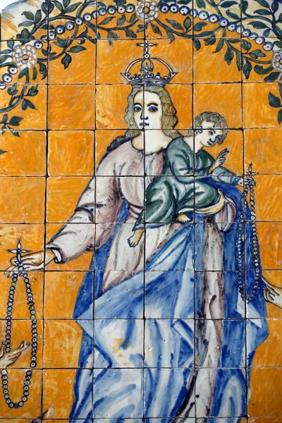 Evora Museum, Azulejos, Saint Dominic Receiving the Rosary from the Virgin, Portugal by Benjamin Baud