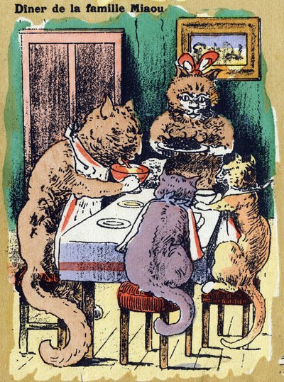 Family Dinner Meow. Illustrated Alphabet. Imageries Reunited in Jarville-Nancy, Beginning of the 20th Century by Unbekannt
