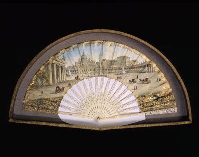 Fence model in gold-bound paper decorates a gouache painting representing the destinations of the Grand Tour, usually a practical journey by artists and intellectuals of the 18th and 19th century in the Mediterranean countries during their youth for their  by Unbekannt