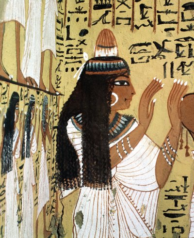 Figure of Orante, tombs of artisans. Site of Deir El Medineh in Luxor, Egypt by Leopold Blonder