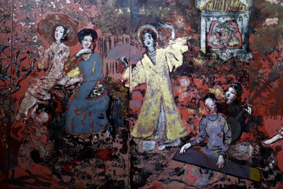 Fine Arts Museum, Woman, Lacquer on wood, Central, south, north spring by Nguyen Gia Tri (detail) by Unbekannt