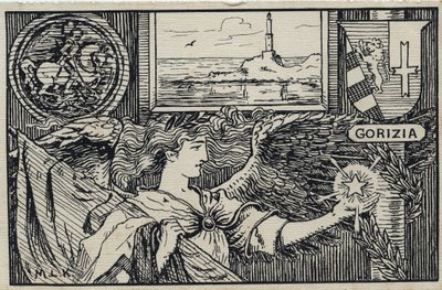 First World War (1914-1918): Italian Patriotic Postcard for the Attachment of Gorizia to Italy by Unbekannter Künstler