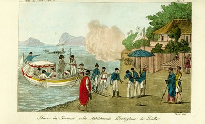 First arrival at the Portuguese settlement at Dille, Timor, now Dili, East Timor by Unbekannt