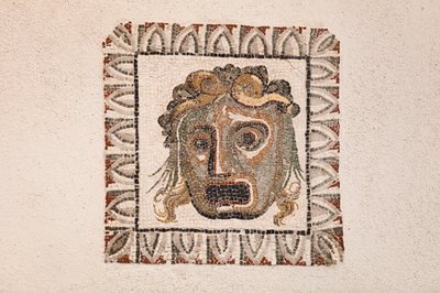 Floor mosaic depicting a Dionysus mask, from a Roman villa near Via Ruffinella in Rome, National Museum of Rome, Rome, Italy by Unbekannter Künstler