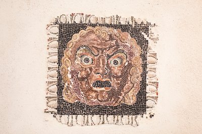 Floor mosaic depicting a Dionysus mask, from a Roman villa near Via Ruffinella in Rome, National Museum of Rome, Rome, Italy by Unbekannter Künstler