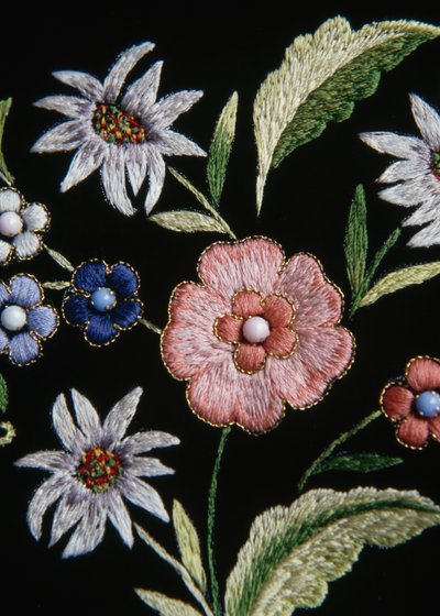 Floral embroidery on Walser costume, Gressoney, Valle d