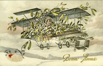 Fancy Photo Depicting a Woman on a Farman Biplane by Unbekannter Künstler