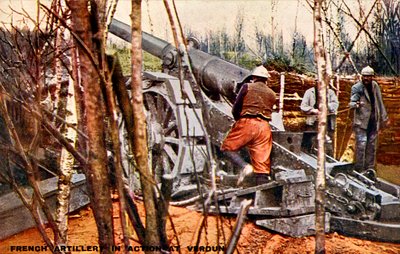 French Artillery at Verdun, During World War I by Unbekannter Künstler