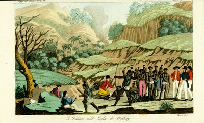 French Explorers Drawing Natives on the Island of Ombai (Ombay), Indonesia by Unbekannt