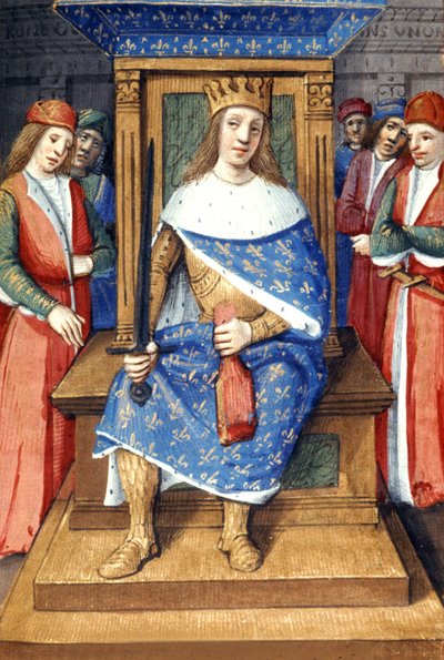 French King Louis IX (Saint Louis, 1214-1270, King from 1226 to 1270) on his throne by Unbekannter Künstler