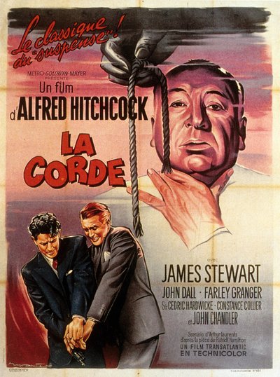 French poster for the film Rope directed by Alfred Hitchcock starring Jimmy Stewart, John Dall and Farley Granger 1948 by Unbekannt