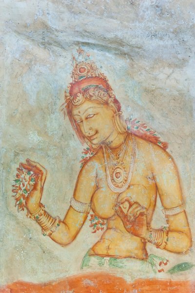 Bare-Breasted Woman with Flowers; Apsara; UNESCO World Heritage Site; Sigiriya; Sri Lanka by Unbekannt