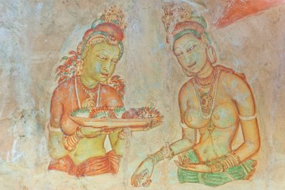 Bare-Breasted Woman with Flowers, Apsaras, Sigiriya, Sri Lanka by Unbekannt