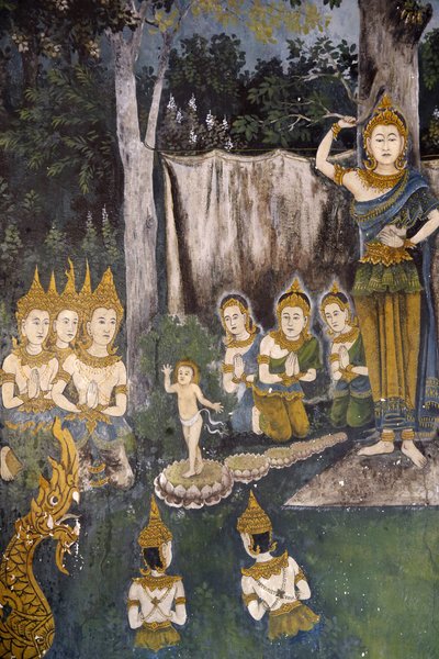 Fresco depicting a scene of the Buddha