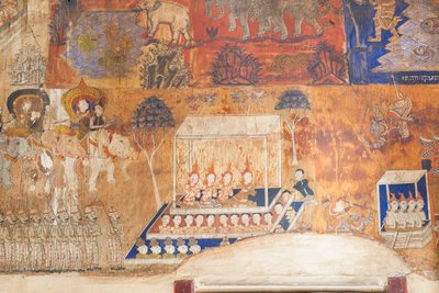 Frescoes Adorning the Walls of Wat Bo Depicting Scenes from the Reamker, Siem Reap, Cambodia by Unbekannter Künstler