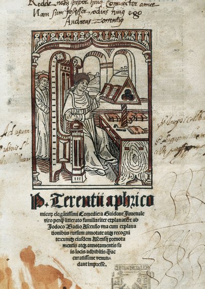 Frontispiece of Comedies of the Comic Poet Terence (Publius Terentius Aferer) (190-145 BC). The Author is Represented by Unbekannt