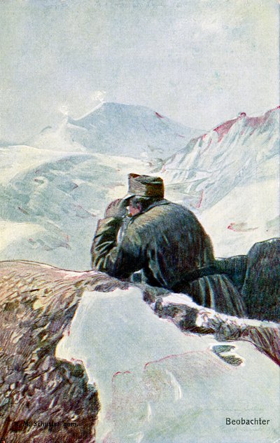 German observer in the snow, during World War I by Unbekannter Künstler