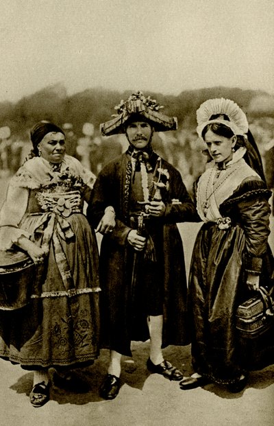 Germany. People of the Bavarian Highlands in costly medieval costumes. 1920 by Unbekannt