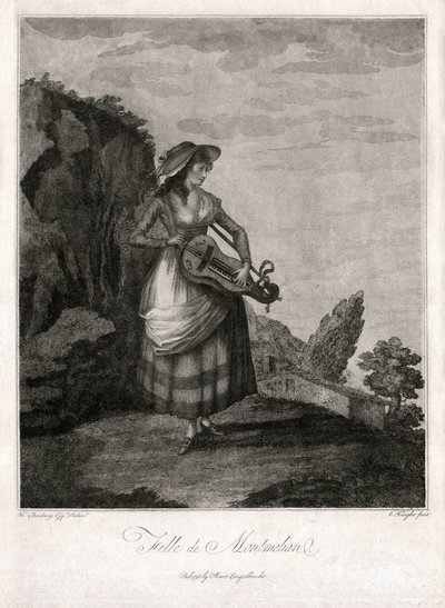 Girl from Montmelian, in Gironde, playing the old wheel by Unbekannter Künstler