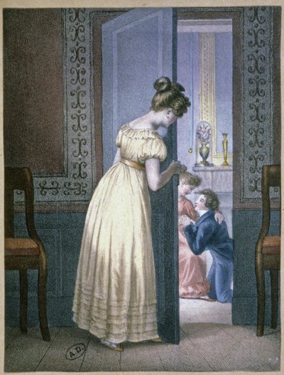 Girl Listening to Private Talk of Two Lovers, c.1820 by Unbekannter Künstler