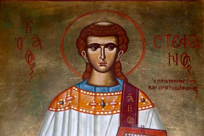 Greek Orthodox Christianity; icon of Saint Stefanos in the Church of Agios Stefanos; Lesbos; Aegean Sea; Greece; Europe by Unbekannt