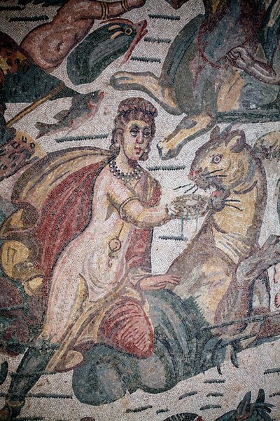 Hall of Arion. Marine scene. Marine creatures. Nereides and tritons. 3rd - 4th century. Roman Villa of the Casale, Sicilia. UNESCO site. by Unbekannt