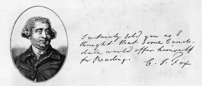 Handwriting and signature of Charles James Fox by Unbekannt