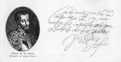 Handwriting and signature of Philip II, King of Spain by Unbekannt
