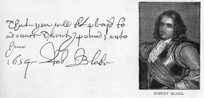 Handwriting and signature of Robert Blake by Unbekannt