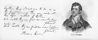 Handwriting and signature of Tom Moore by Unbekannt