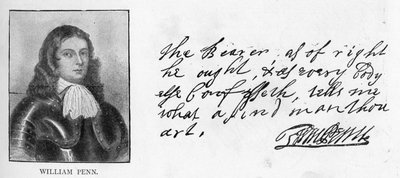 Handwriting and signature of William Penn from a letter to Sir Robert Southwell by Unbekannt
