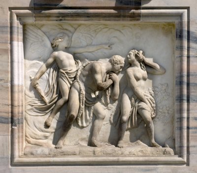 High relief depicting Adam and Eve Chasse du Paradise by Carlo Maria Giudici. 1791. Cathedral of Milan, Italy by Unbekannt