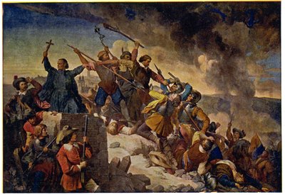 Defense of Prague in front of the Swedish army led by Hans Christoff von Königsmarck, July 25 by Unbekannter Künstler