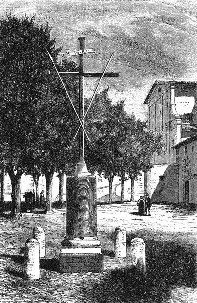 History of Ancient Rome. Order of Friars Minor Capuchin over Barberini square in Rome the cross of Christ by Unbekannt