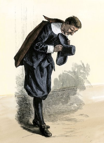 History of the Settlers and the Conquest of the West: American Pioneers. New England Puritan Tilting Head by Unbekannter Künstler